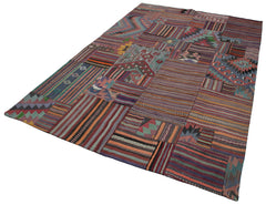 Kırk Yama Bordo Patchwork Pamuk Yün El Dokuma Halısı 200x300 Agacan