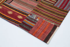 Kırk Yama Pembe Patchwork Pamuk Yün El Dokuma Halısı 202x300 Agacan