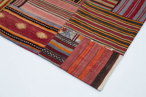 Kırk Yama Pembe Patchwork Pamuk Yün El Dokuma Halısı 202x300 Agacan