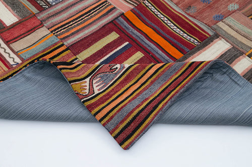 Kırk Yama Pembe Patchwork Pamuk Yün El Dokuma Halısı 202x300 Agacan