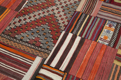 Kırk Yama Pembe Patchwork Pamuk Yün El Dokuma Halısı 202x300 Agacan