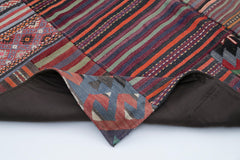 Kırk Yama Mor Patchwork Pamuk Yün El Dokuma Halısı 202x300 Agacan