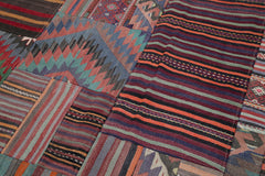 Kırk Yama Mor Patchwork Pamuk Yün El Dokuma Halısı 202x300 Agacan