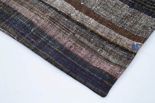 Kırk Yama Kahverengi Patchwork Pamuk Yün El Dokuma Halısı 256x356 Agacan