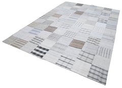 Kırk Yama Beyaz Patchwork Pamuk Yün El Dokuma Halısı 248x349 Agacan