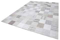 Kırk Yama Bej Patchwork Pamuk Yün El Dokuma Halısı 301x400 Agacan