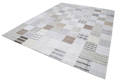 Kırk Yama Bej Patchwork Pamuk Yün El Dokuma Halısı 302x400 Agacan