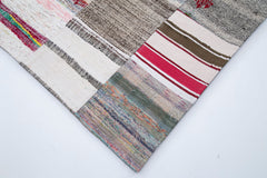 Kırk Yama Gri Patchwork Pamuk Yün El Dokuma Halısı 302x402 Agacan