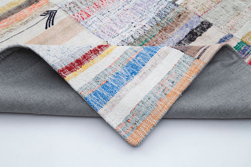 Kırk Yama Gri Patchwork Pamuk Yün El Dokuma Halısı 304x400 Agacan