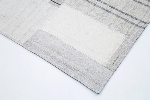 Kırk Yama Bej Patchwork Pamuk Yün El Dokuma Halısı 206x305 Agacan