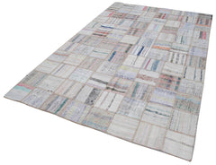 Kırk Yama Bej Patchwork Pamuk Yün El Dokuma Halısı 195x295 Agacan