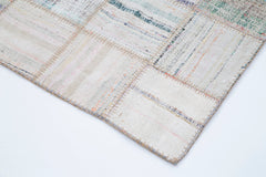 Kırk Yama Bej Patchwork Pamuk Yün El Dokuma Halısı 195x295 Agacan