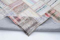 Kırk Yama Bej Patchwork Pamuk Yün El Dokuma Halısı 195x295 Agacan