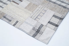 Kırk Yama Bej Patchwork Pamuk Yün El Dokuma Halısı 244x347 Agacan