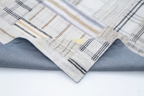 Kırk Yama Bej Patchwork Pamuk Yün El Dokuma Halısı 244x347 Agacan