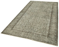 Overdyed Vintage Gri Eskitme Pamuk Yün El Dokuma Halısı 162x290 Agacan