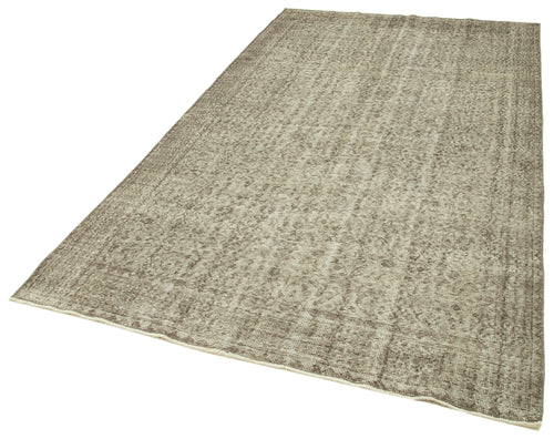Overdyed Vintage Kahverengi Eskitme Pamuk Yün El Dokuma Halısı 166x280 Agacan