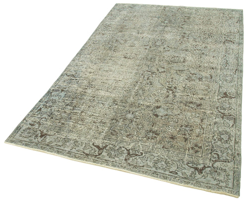 Overdyed Vintage Gri Eskitme Pamuk Yün El Dokuma Halısı 150x260 Agacan