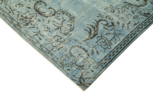 Overdyed Vintage Mavi Eskitme Pamuk Yün El Dokuma Halısı 150x263 Agacan