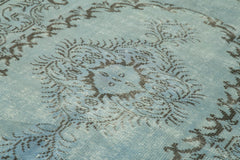 Overdyed Vintage Mavi Eskitme Pamuk Yün El Dokuma Halısı 150x263 Agacan