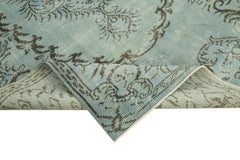 Overdyed Vintage Mavi Eskitme Pamuk Yün El Dokuma Halısı 150x263 Agacan