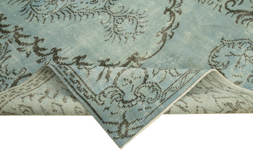 Overdyed Vintage Mavi Eskitme Pamuk Yün El Dokuma Halısı 150x263 Agacan