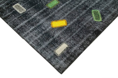 Kırk Yama Siyah Patchwork Pamuk Yün El Dokuma Halısı 220x301 Agacan