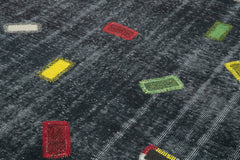 Kırk Yama Siyah Patchwork Pamuk Yün El Dokuma Halısı 220x301 Agacan