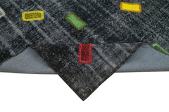 Kırk Yama Siyah Patchwork Pamuk Yün El Dokuma Halısı 220x301 Agacan