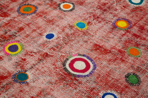 Kırk Yama Kırmızı Patchwork Pamuk Yün El Dokuma Halısı 179x214 Agacan
