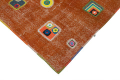 Kırk Yama Turuncu Patchwork Pamuk Yün El Dokuma Halısı 193x301 Agacan