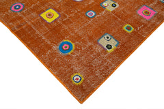 Kırk Yama Turuncu Patchwork Pamuk Yün El Dokuma Halısı 193x300 Agacan