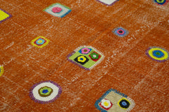 Kırk Yama Turuncu Patchwork Pamuk Yün El Dokuma Halısı 193x300 Agacan