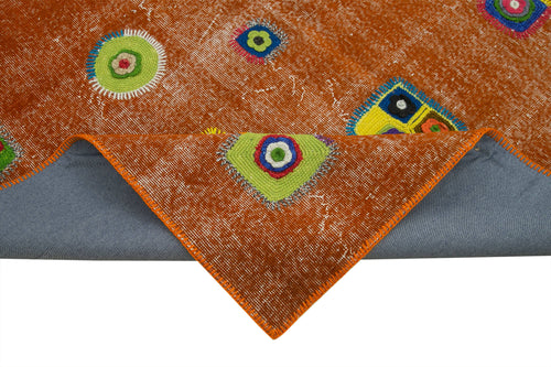 Kırk Yama Turuncu Patchwork Pamuk Yün El Dokuma Halısı 193x300 Agacan