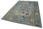Kırk Yama Mavi Patchwork Pamuk Yün El Dokuma Halısı 191x292 Agacan