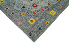 Kırk Yama Mavi Patchwork Pamuk Yün El Dokuma Halısı 191x292 Agacan