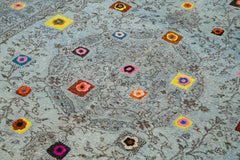 Kırk Yama Mavi Patchwork Pamuk Yün El Dokuma Halısı 191x292 Agacan