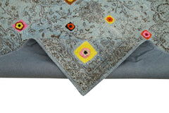 Kırk Yama Mavi Patchwork Pamuk Yün El Dokuma Halısı 191x292 Agacan