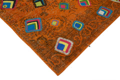 Kırk Yama Turuncu Patchwork Pamuk Yün El Dokuma Halısı 208x292 Agacan
