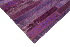 Kırk Yama Mor Patchwork Pamuk Yün El Dokuma Halısı 247x308 Agacan
