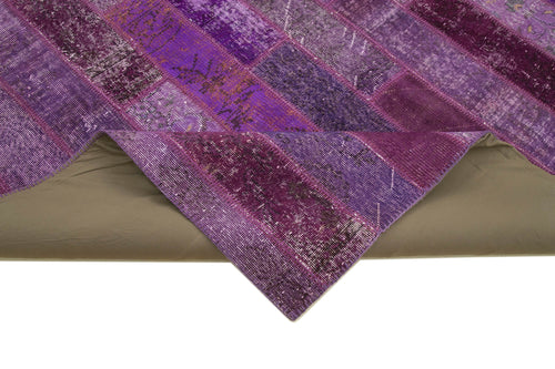Kırk Yama Mor Patchwork Pamuk Yün El Dokuma Halısı 247x308 Agacan