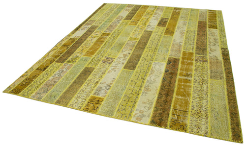 Kırk Yama Sarı Patchwork Pamuk Yün El Dokuma Halısı 248x305 Agacan