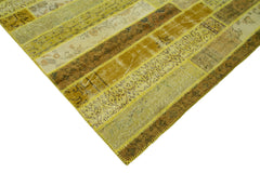 Kırk Yama Sarı Patchwork Pamuk Yün El Dokuma Halısı 248x305 Agacan