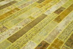 Kırk Yama Sarı Patchwork Pamuk Yün El Dokuma Halısı 248x305 Agacan