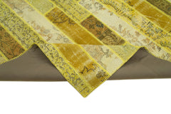 Kırk Yama Sarı Patchwork Pamuk Yün El Dokuma Halısı 248x305 Agacan