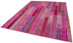 Kırk Yama Pembe Patchwork Pamuk Yün El Dokuma Halısı 252x308 Agacan