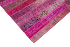 Kırk Yama Pembe Patchwork Pamuk Yün El Dokuma Halısı 252x308 Agacan
