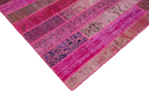 Kırk Yama Pembe Patchwork Pamuk Yün El Dokuma Halısı 252x308 Agacan