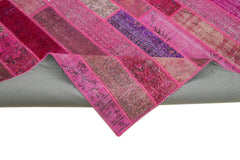 Kırk Yama Pembe Patchwork Pamuk Yün El Dokuma Halısı 252x308 Agacan