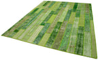 Kırk Yama Yeşil Patchwork Pamuk Yün El Dokuma Halısı 247x308 Agacan